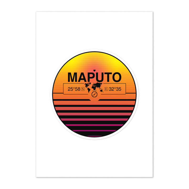 Travel Sticker Design with Retro Sunset Styling
