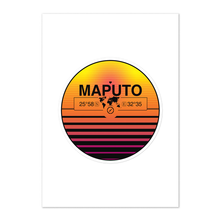 Travel Sticker Design with Retro Sunset Styling