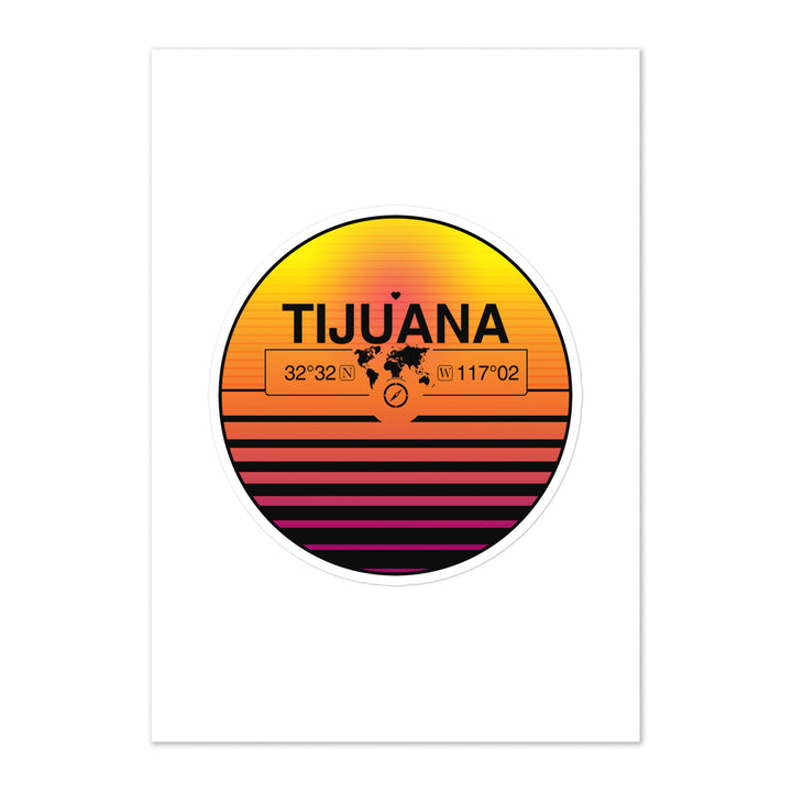 Travel Sticker Design with Retro Sunset Styling