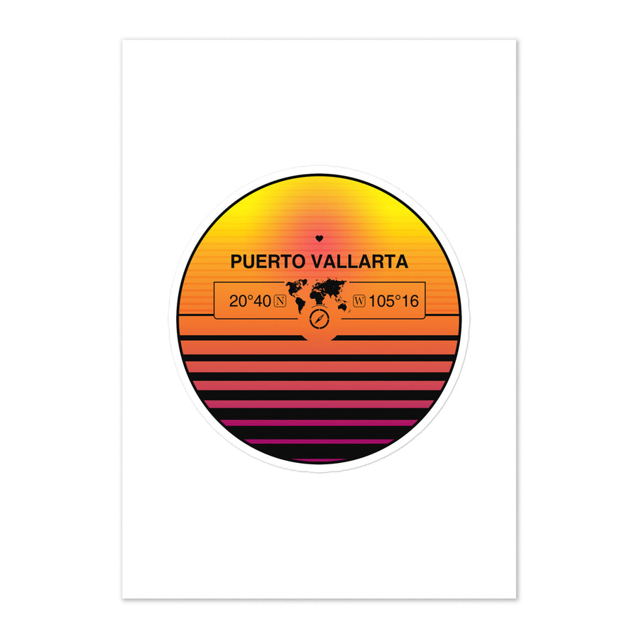 Travel Sticker Design with Retro Sunset Styling