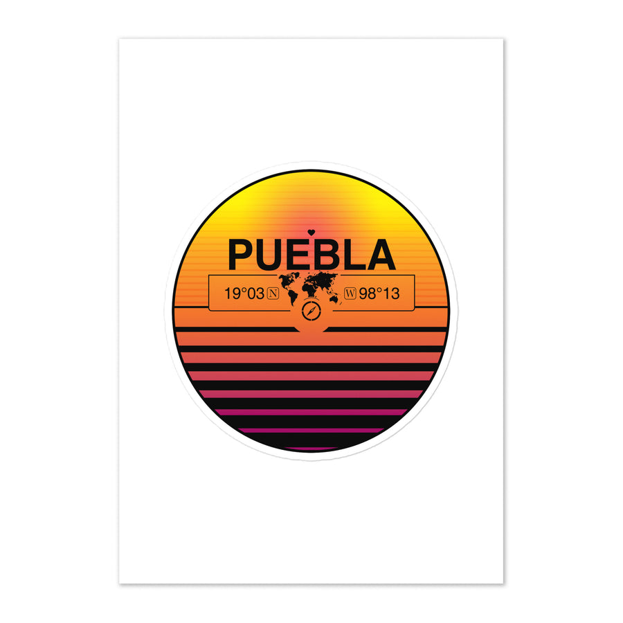 Travel Sticker Design with Retro Sunset Styling