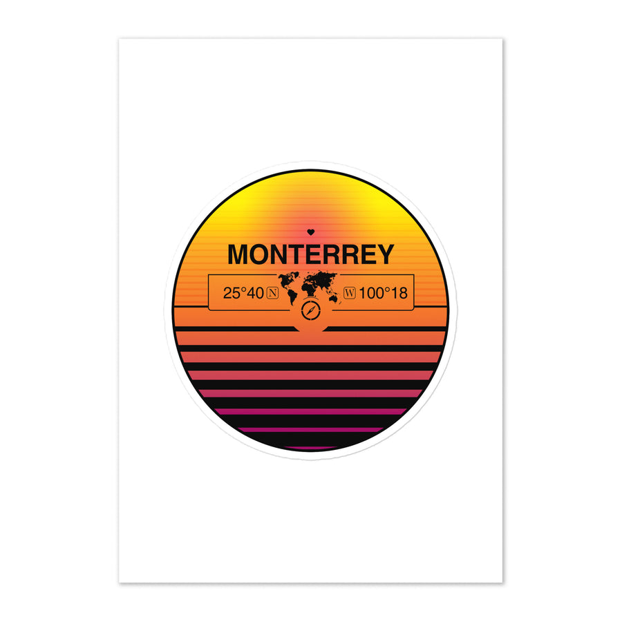 Travel Sticker Design with Retro Sunset Styling