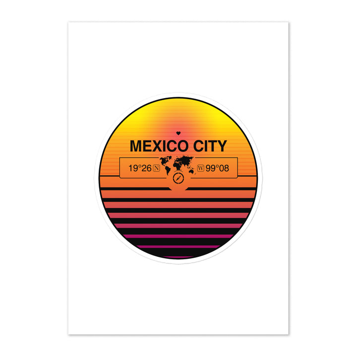 Travel Sticker Design with Retro Sunset Styling