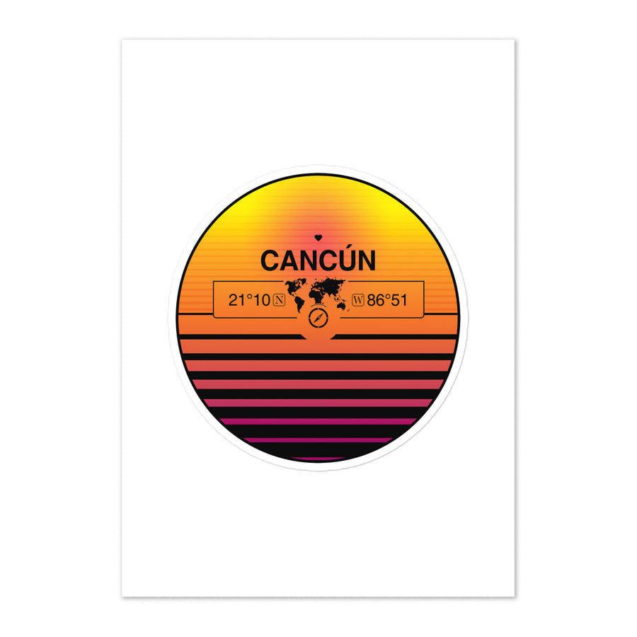 Travel Sticker Design with Retro Sunset Styling