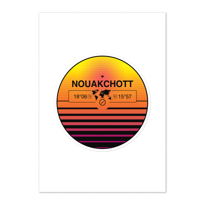 Travel Sticker Design with Retro Sunset Styling