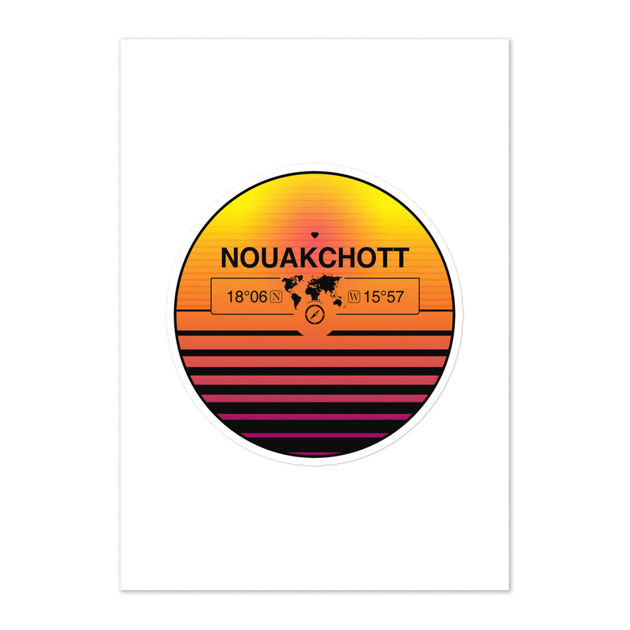 Travel Sticker Design with Retro Sunset Styling