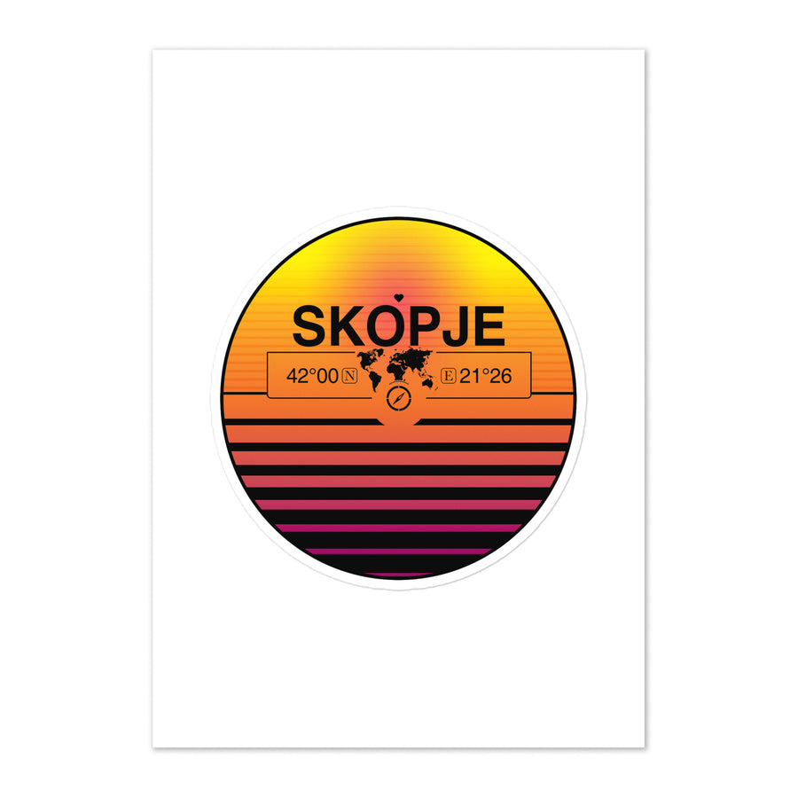 Travel Sticker Design with Retro Sunset Styling