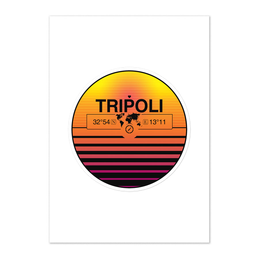 Travel Sticker Design with Retro Sunset Styling