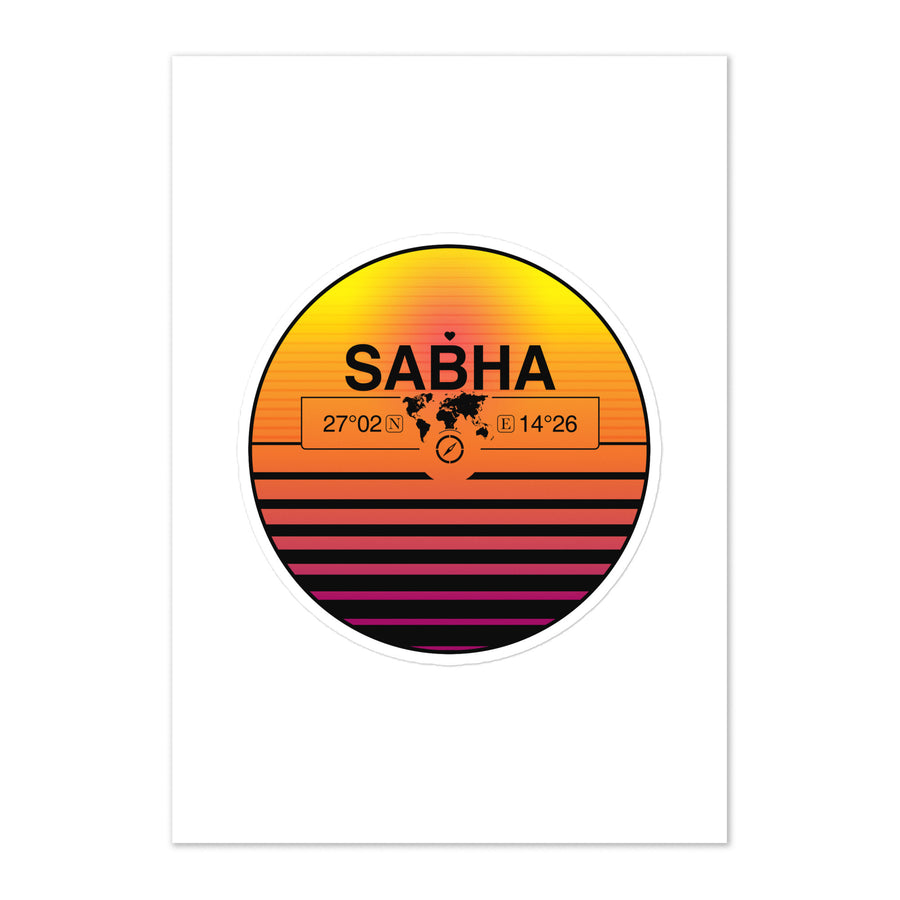 Travel Sticker Design with Retro Sunset Styling