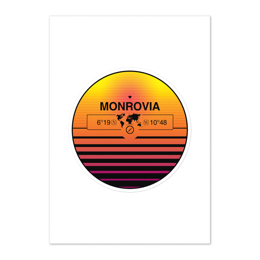 Travel Sticker Design with Retro Sunset Styling