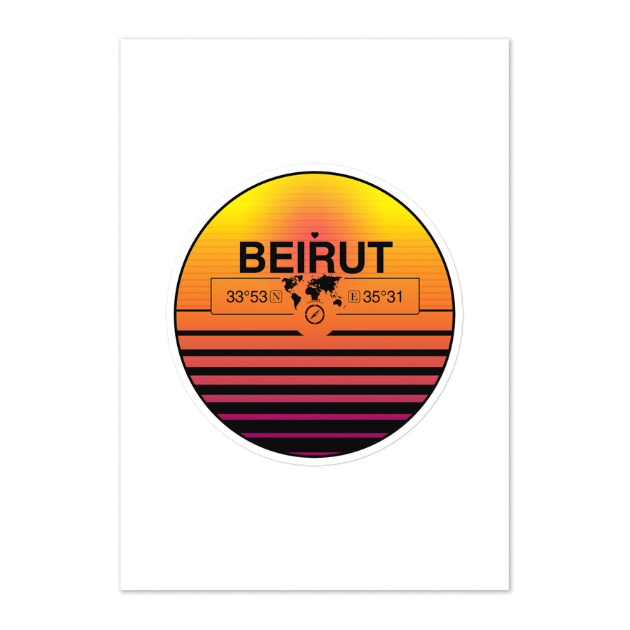 Travel Sticker Design with Retro Sunset Styling
