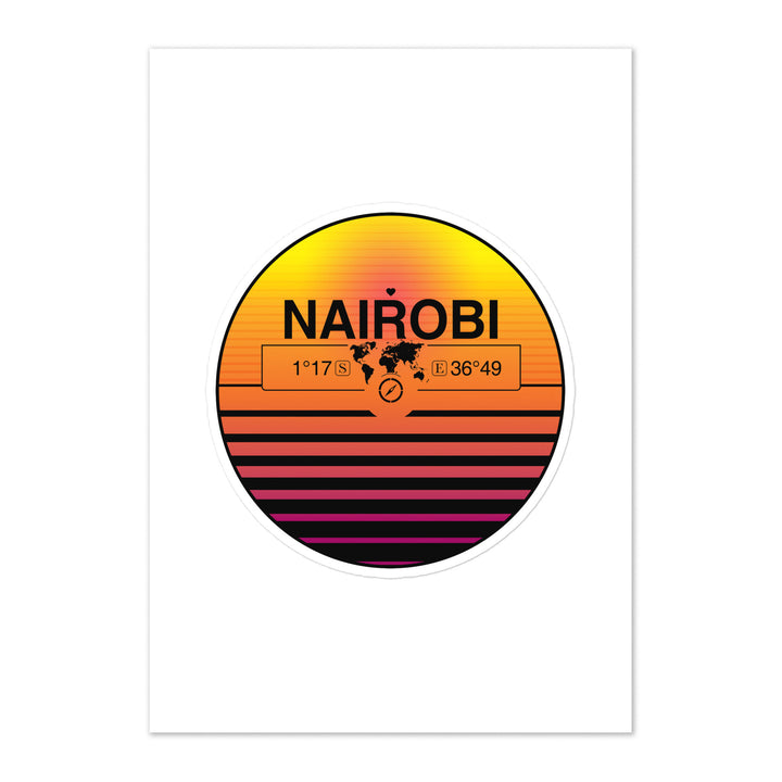 Travel Sticker Design with Retro Sunset Styling