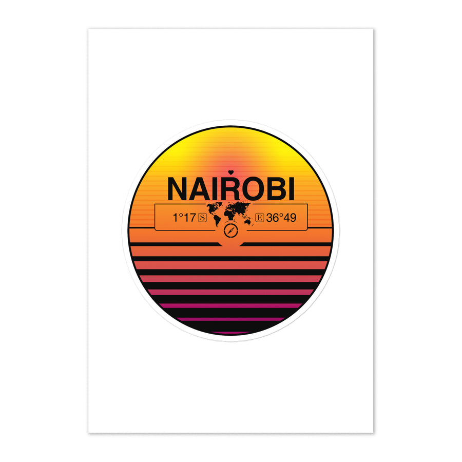 Travel Sticker Design with Retro Sunset Styling