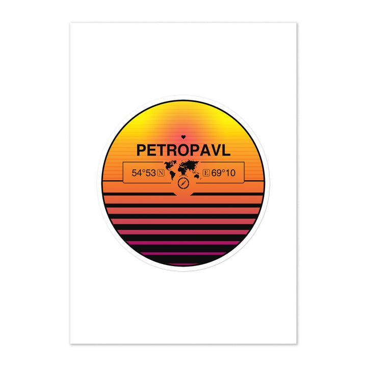 Travel Sticker Design with Retro Sunset Styling