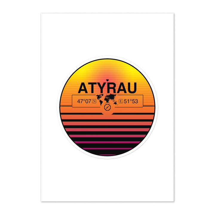 Travel Sticker Design with Retro Sunset Styling