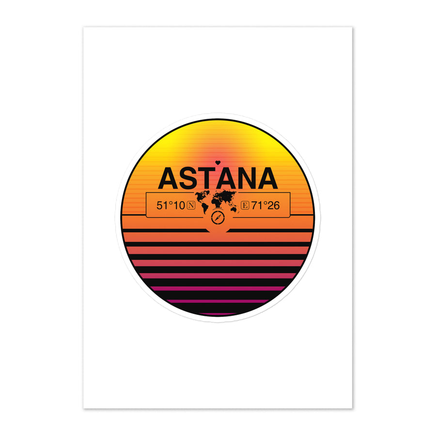 Travel Sticker Design with Retro Sunset Styling