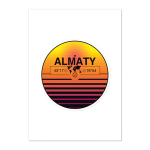 Travel Sticker Design with Retro Sunset Styling