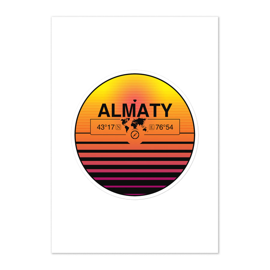 Travel Sticker Design with Retro Sunset Styling