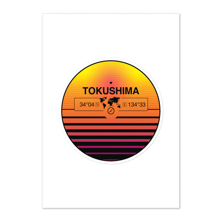 Travel Sticker Design with Retro Sunset Styling