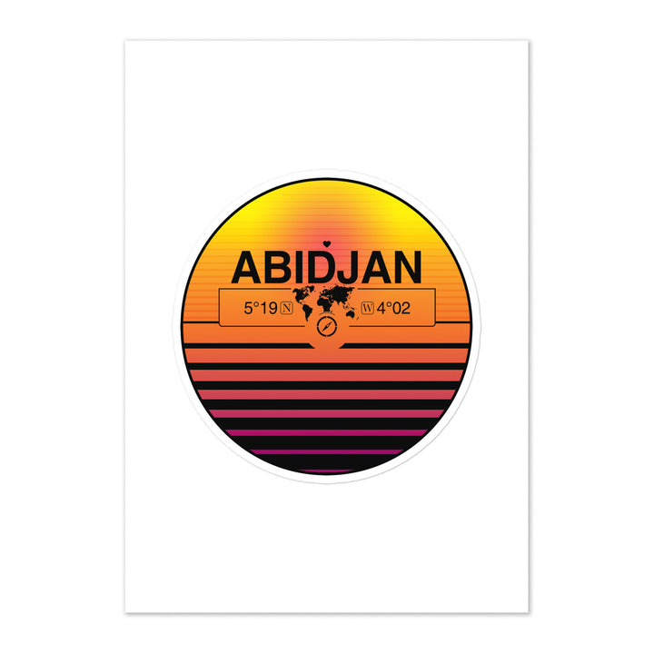 Travel Sticker Design with Retro Sunset Styling