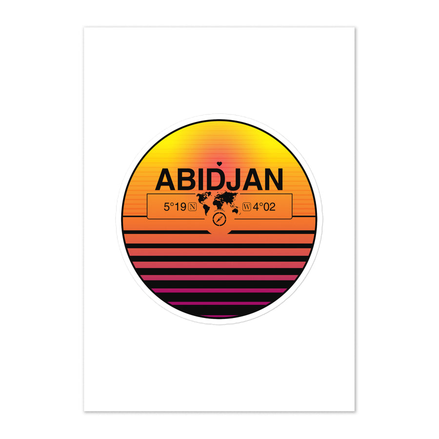 Travel Sticker Design with Retro Sunset Styling