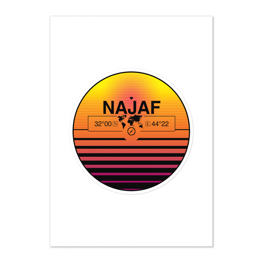 Travel Sticker Design with Retro Sunset Styling