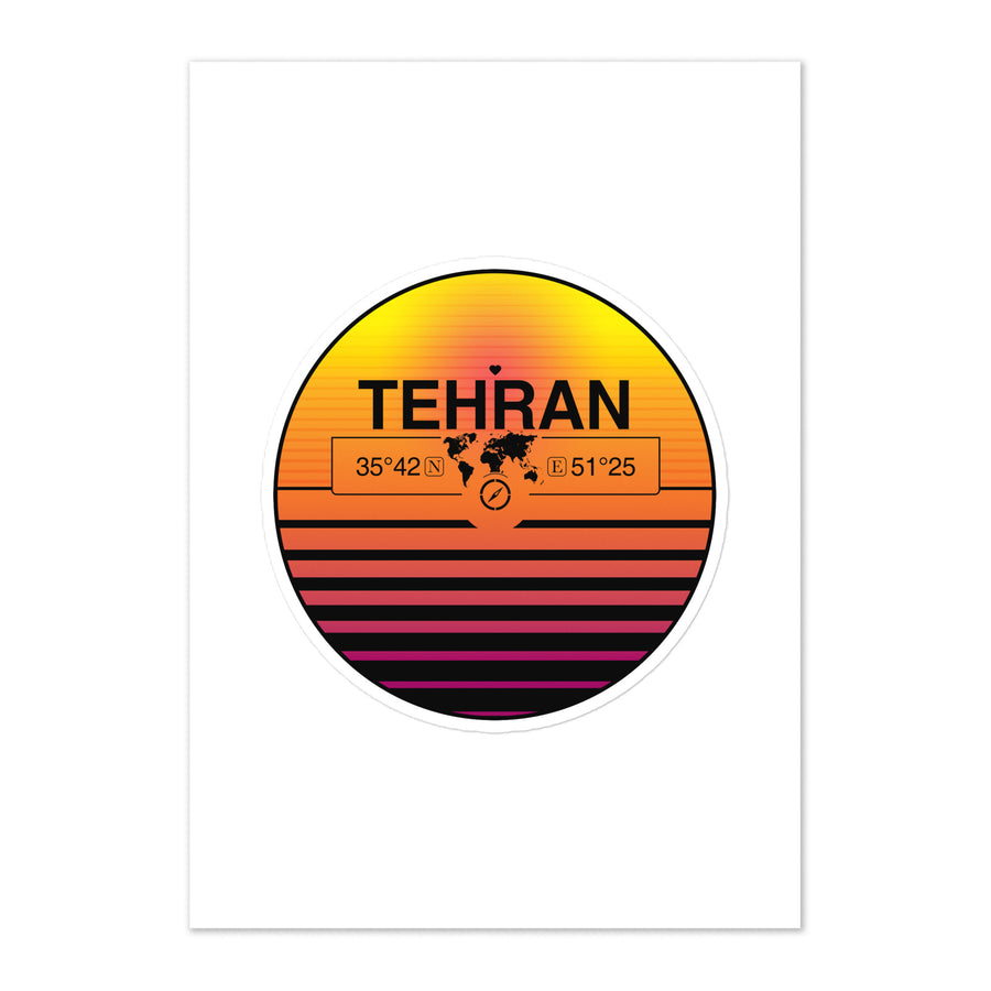 Travel Sticker Design with Retro Sunset Styling