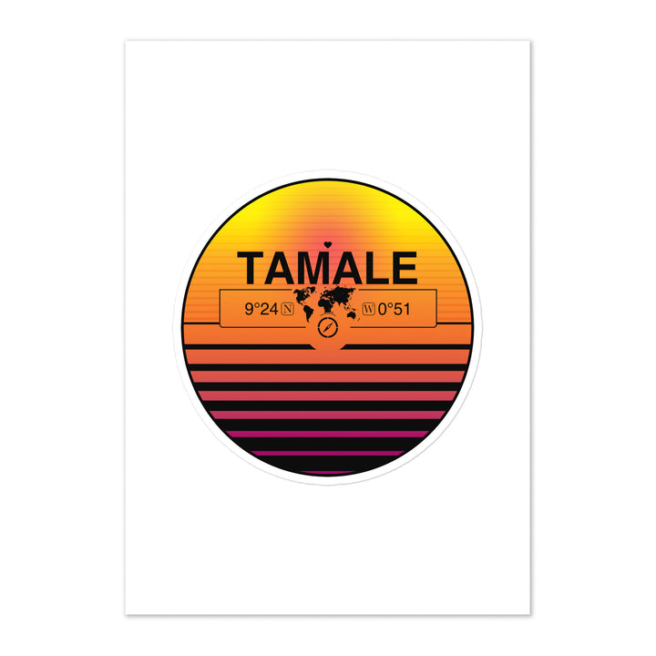 Travel Sticker Design with Retro Sunset Styling