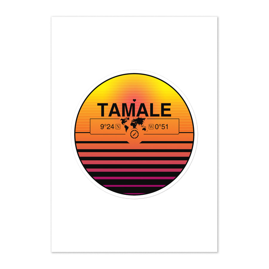 Travel Sticker Design with Retro Sunset Styling