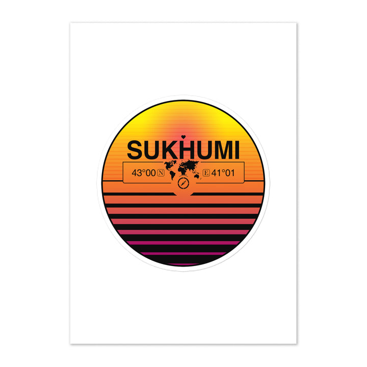 Travel Sticker Design with Retro Sunset Styling