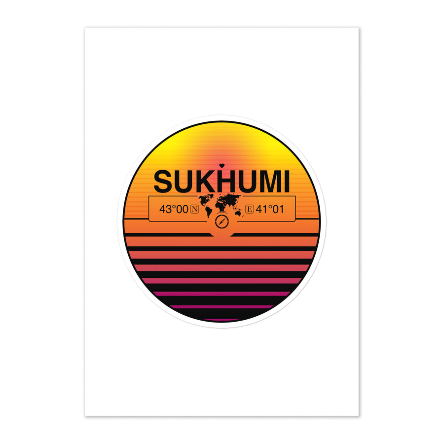 Travel Sticker Design with Retro Sunset Styling