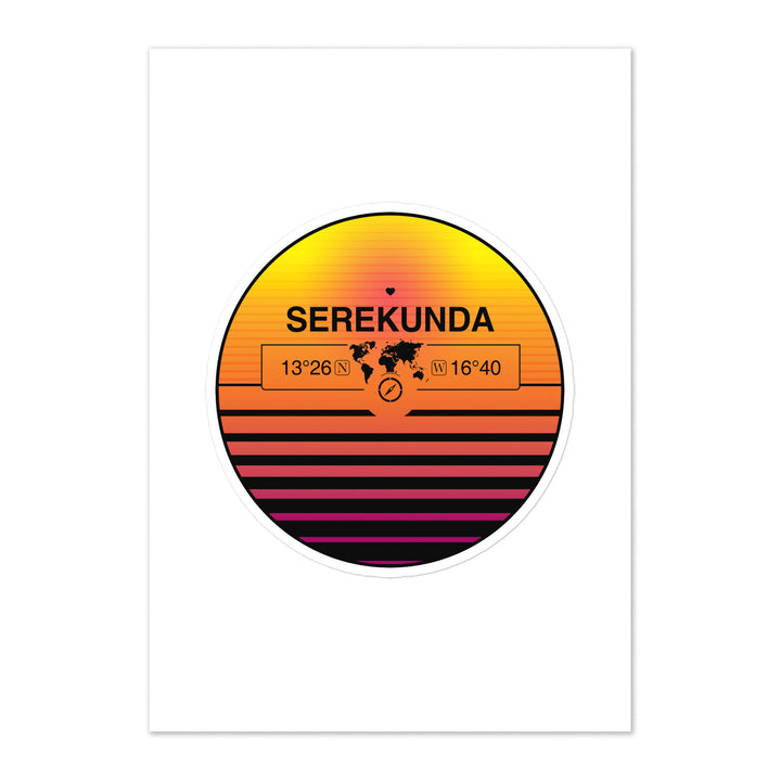 Travel Sticker Design with Retro Sunset Styling