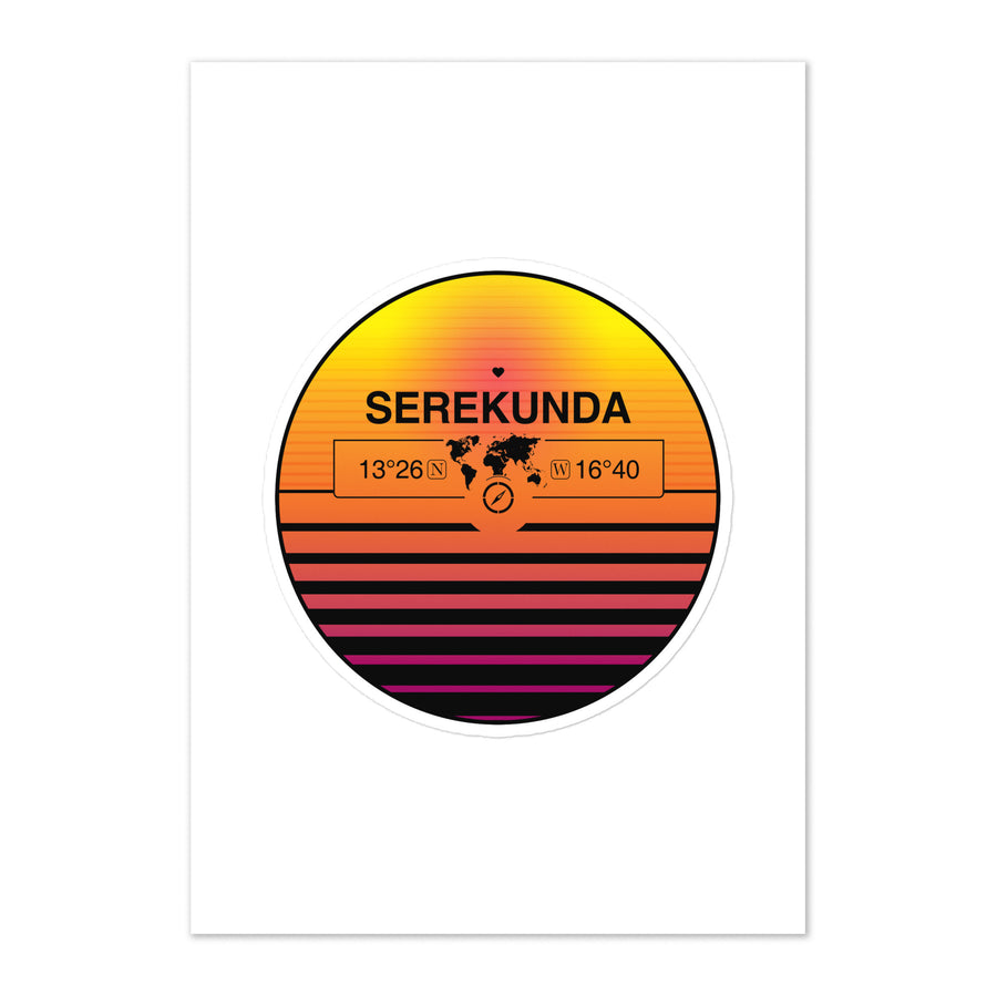 Travel Sticker Design with Retro Sunset Styling