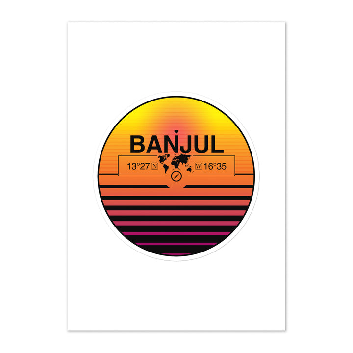 Travel Sticker Design with Retro Sunset Styling