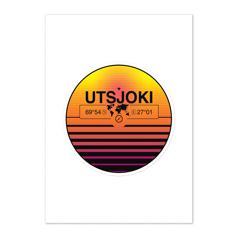 Travel Sticker Design with Retro Sunset Styling