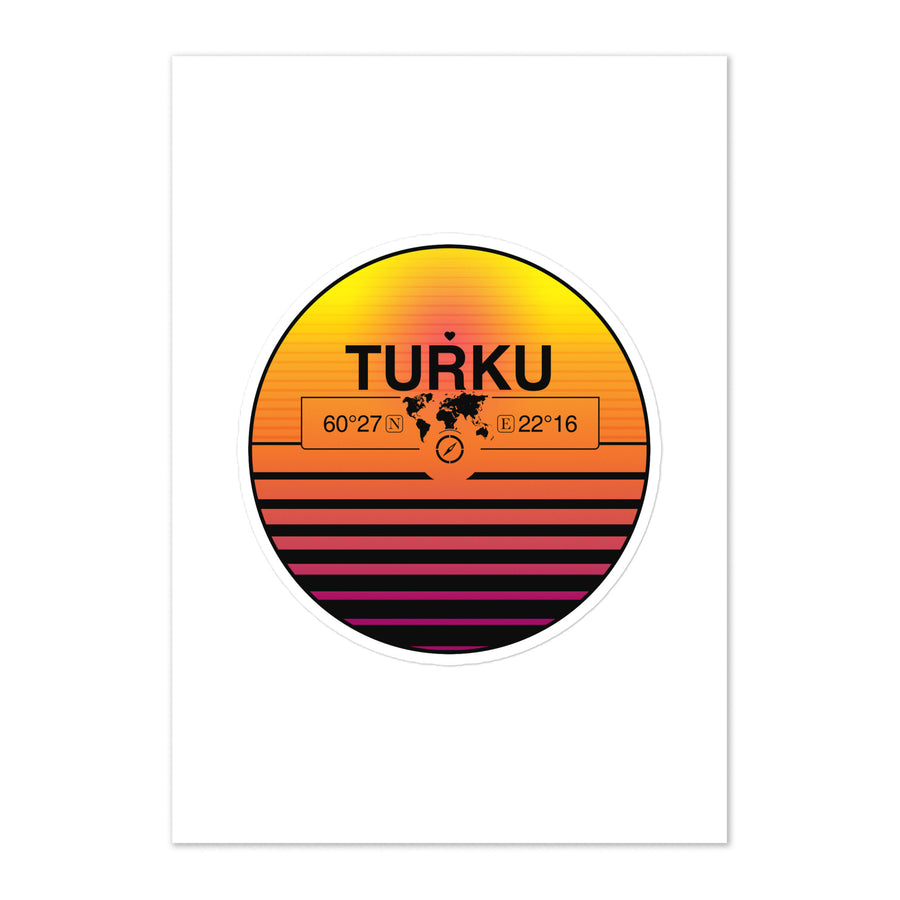 Travel Sticker Design with Retro Sunset Styling