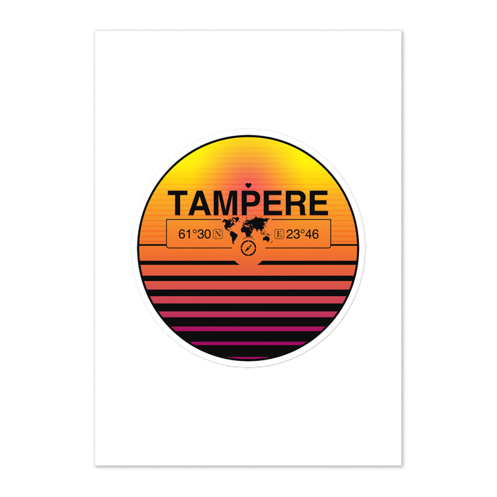 Travel Sticker Design with Retro Sunset Styling