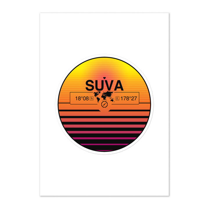 Travel Sticker Design with Retro Sunset Styling