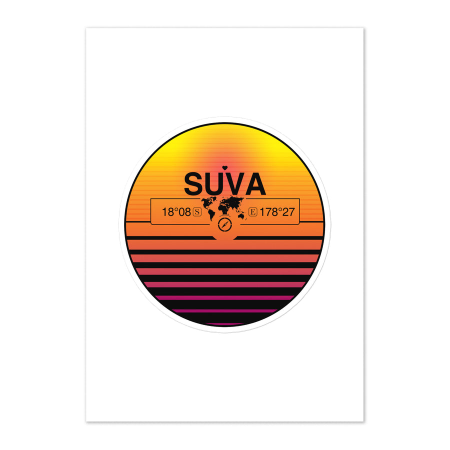 Travel Sticker Design with Retro Sunset Styling