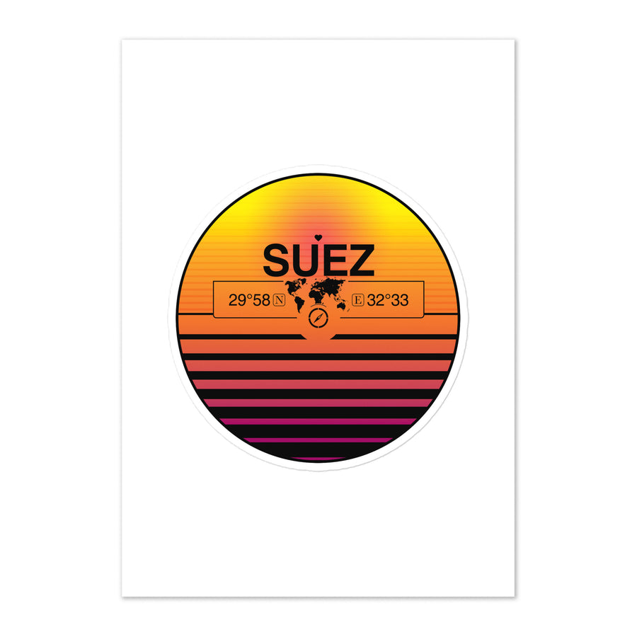 Travel Sticker Design with Retro Sunset Styling