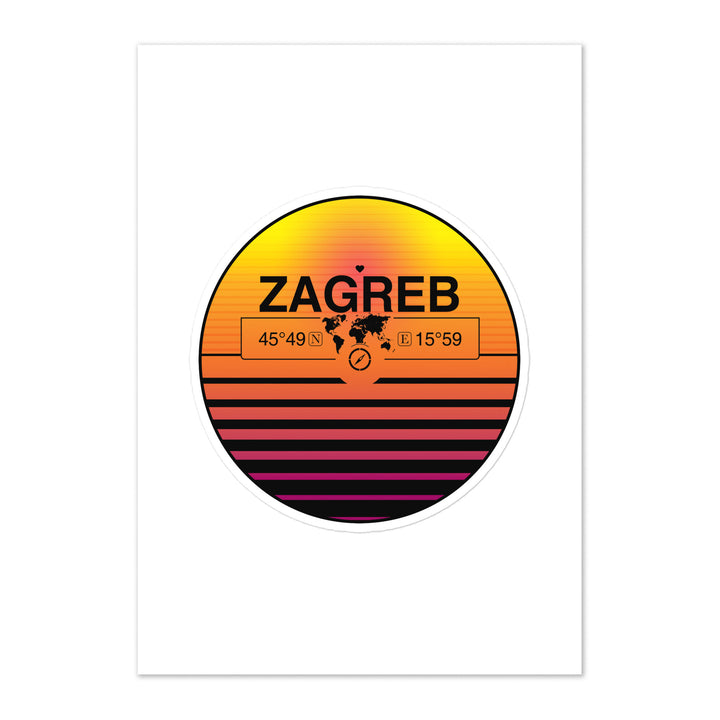 Travel Sticker Design with Retro Sunset Styling