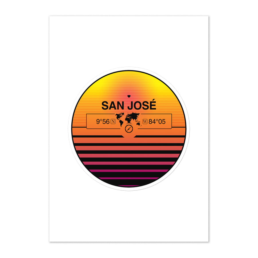 Travel Sticker Design with Retro Sunset Styling