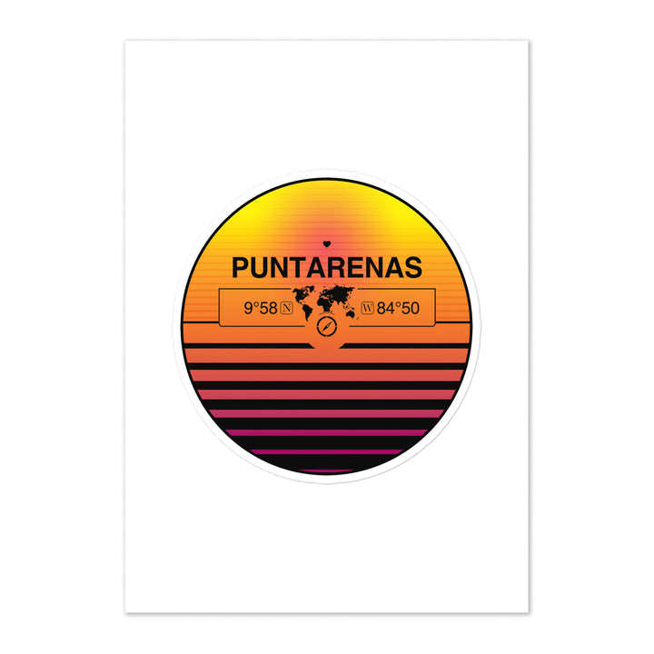 Travel Sticker Design with Retro Sunset Styling