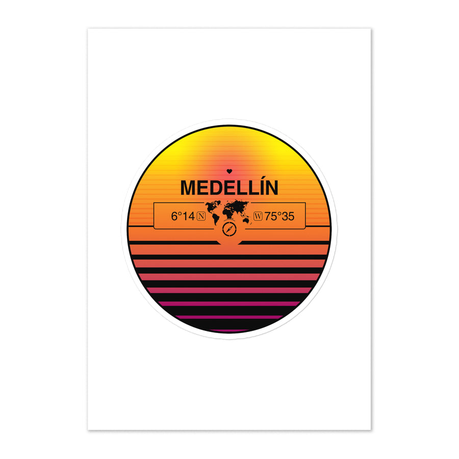 Travel Sticker Design with Retro Sunset Styling