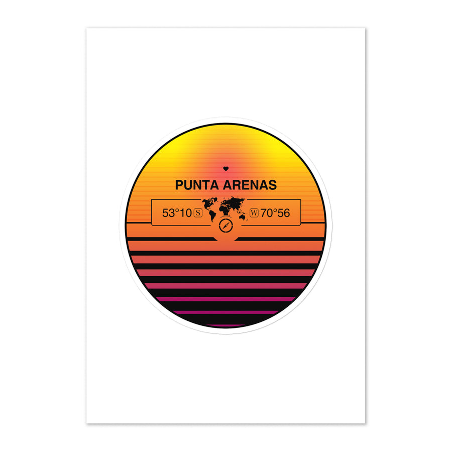 Travel Sticker Design with Retro Sunset Styling