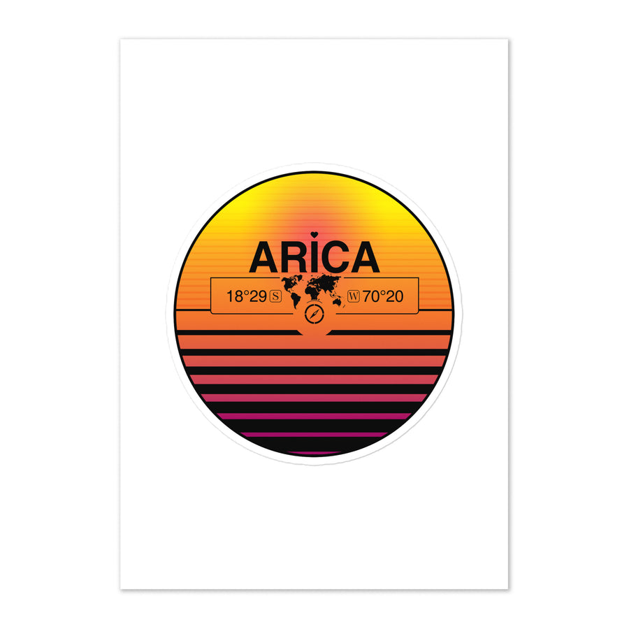 Travel Sticker Design with Retro Sunset Styling