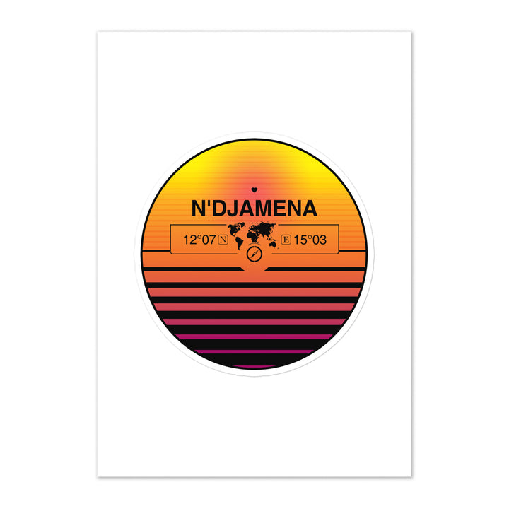 Travel Sticker Design with Retro Sunset Styling