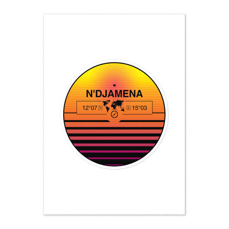 Travel Sticker Design with Retro Sunset Styling