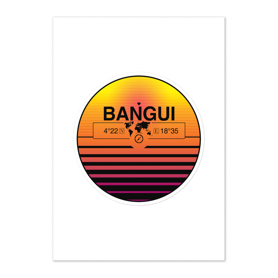 Travel Sticker Design with Retro Sunset Styling