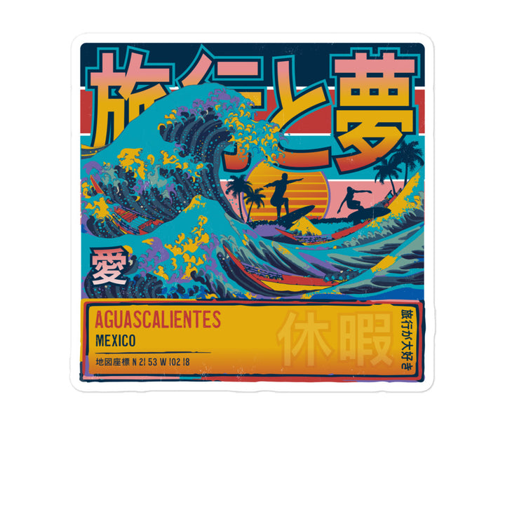 Aguascalientes, Mexico, Aguascalientes, Great Wave Off Kanagawa 5 Inch Sticker
